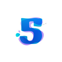 Number five logo with watercolor splashes.