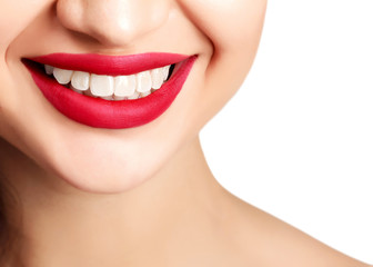 Fototapeta premium Woman smile closeup