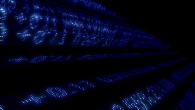 Rotating and flowing stock market data animation