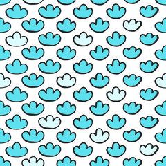 Blue clouds. Cute vector seamless pattern for baby