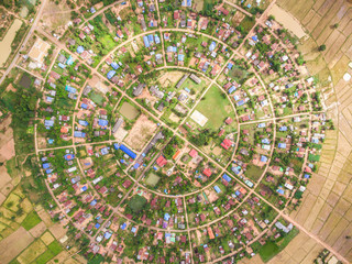 Aerial view of the village in a circle