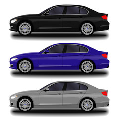 realistic car. sedan set