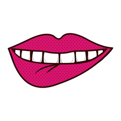 silhouette bite lips with teeths vector illustration