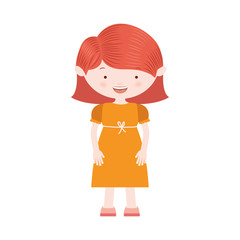 redhair girl with yellow dress vector illustration