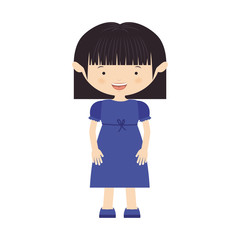 short hair girl with blue dress vector illustration