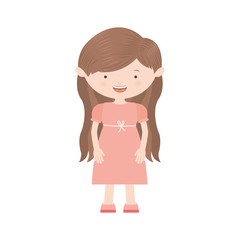 long hair girl with rose dress vector illustration