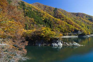 紅葉の湖　福井県大野市笹生川貯水池