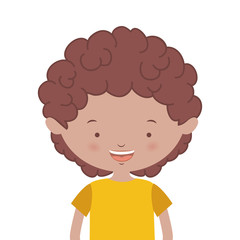 half body brunette boy with t-shirt vector illustration