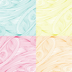 Abstract optical texture set isolated: green, magenta, orange, yellow.