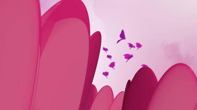 3D Abstract Flowers With Butterflies