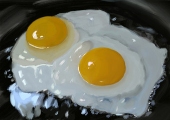 fried eggs, digital painting