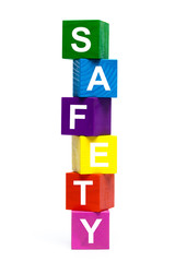wooden toy cubes with letters. Safety