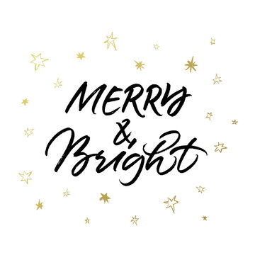 Merry & Bright Christmas brush calligraphy