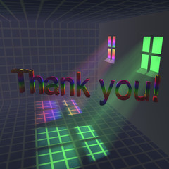 Thank you sign in the dark room
