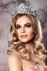 Beautiful young girl with long hair with silver tiara  © Natalia Chircova