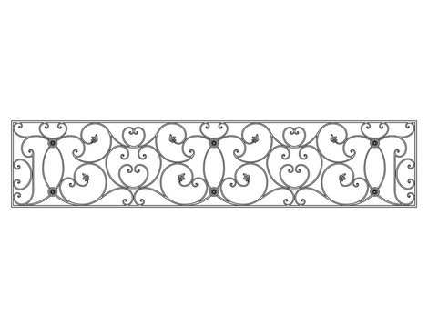 Black forged decorative lattice isolated on white background