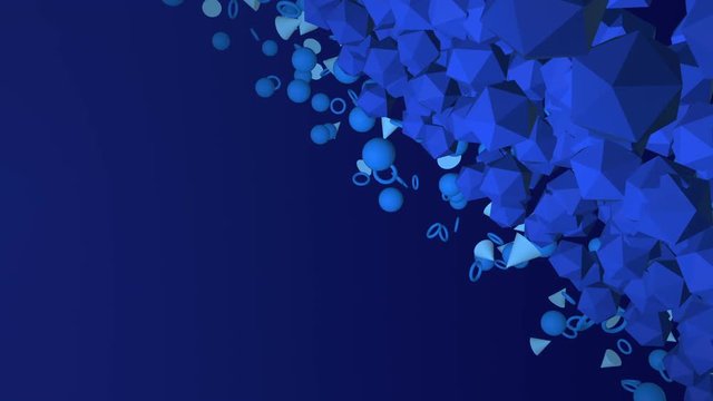 Rotating Various 3D Geometric Shapes On Blue Background