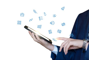 businessman working on modern tablet computer