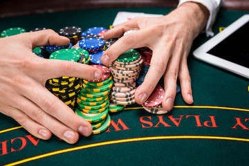 hand poker chips take