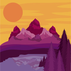 Mountain and forest icon. Landscape nature outdoor beautiful and season theme. Colorful design. Vector illustration