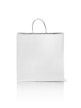 white kraft paper shopping bag isolated on white background