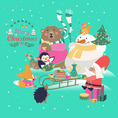 Cute animals celebrating Christmas
