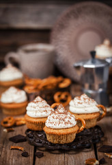 Delicious coffee cupcakes decorated like a cappuccino cup