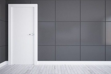 Grey room with white door