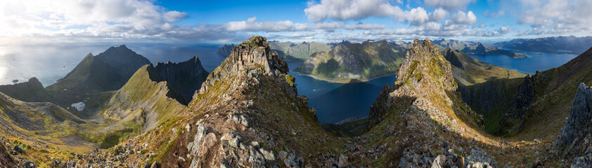 Fototapeta na wymiar Panoramic View from Husfjellet Mountain on Senja Island, Norway