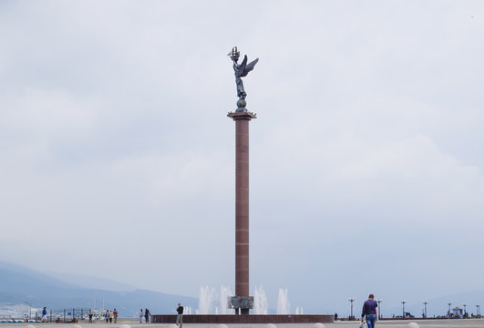 The area of Novorossiysk Sea Commercial Port. Stella in the square.