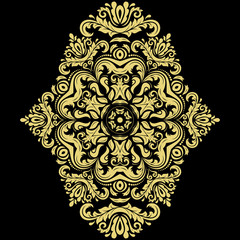 Oriental vector golden pattern with arabesques and floral elements. Traditional classic ornament