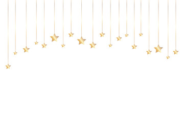 Hanging Stars on white background with copy space