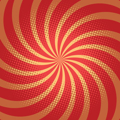 Red spiral pop art background