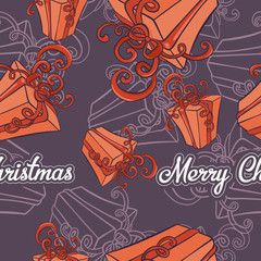 Gift boxes, vector image seamless background