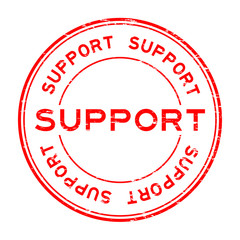 Grunge red support round rubber stamp