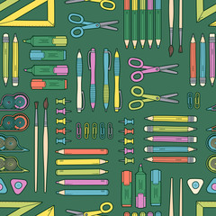 Vector seamless stationery pattern. School and office background.