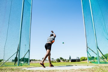 Athlete performing a hammer throw