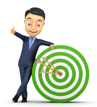 Businessman And A Green Target On A White Background