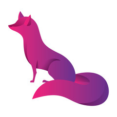 StampaFox iconic design: modern stylized animal, pink and violet gradient color, suitable for logo or brand design. Vector image isolated on white background