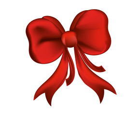Red bow . Vector isolated on white background