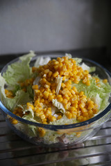 Vegetable salad with corn. Fresh, wholesome, natural food