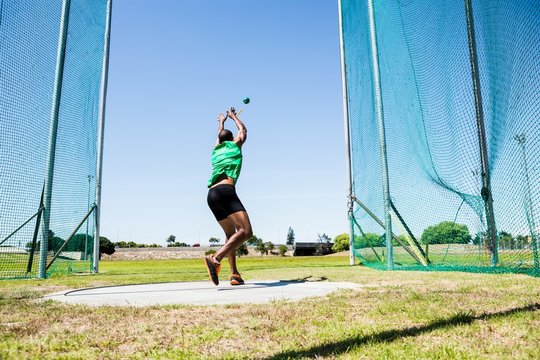 Athlete performing a hammer throw