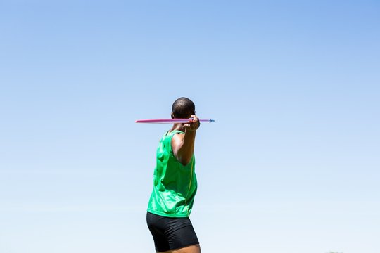 Athlete about to throw a javelin