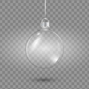 Template of glass transparent Christmas ball empty. Vector illustration