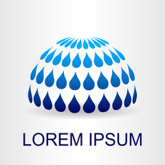 Logo of a stylized sphere with drops in motion