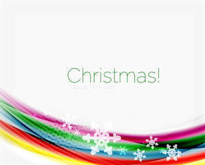 Snowflakes on wave line, Christmas and New Year background