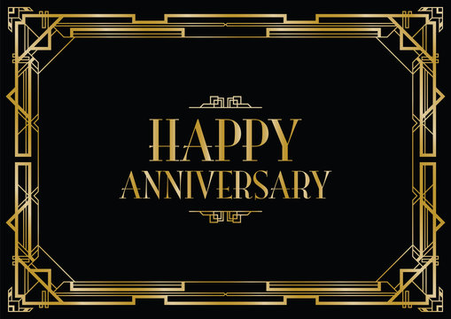 happy anniversary art deco invitation 