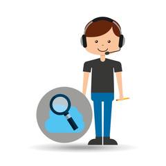 guy operator help service search cloud vector illustration eps 10