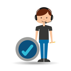 guy operator help service check mark vector illustration eps 10