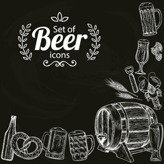Beer icons on black background